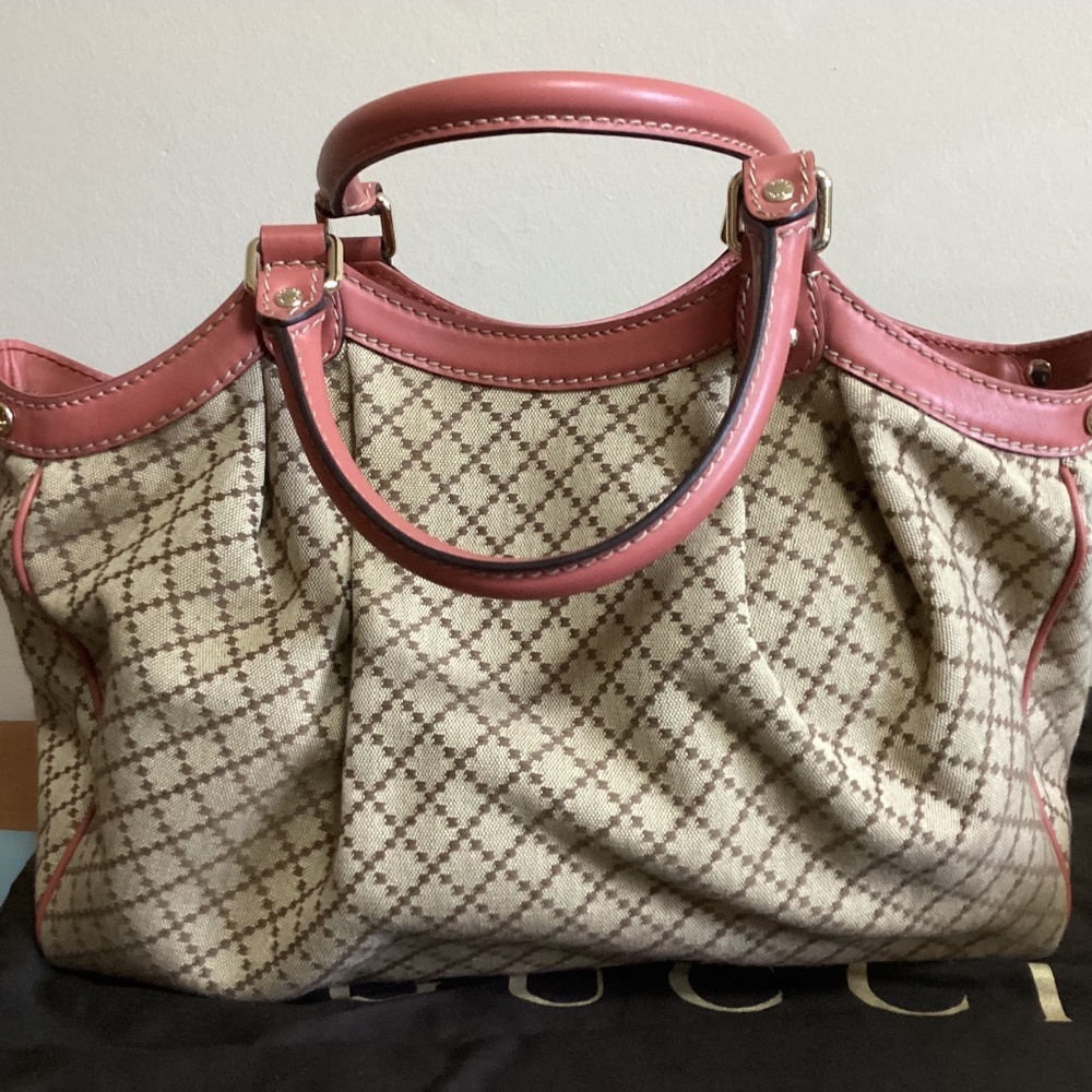 Used Gucci Medium Diamante Canvas Sukey Tote - excellent condition
